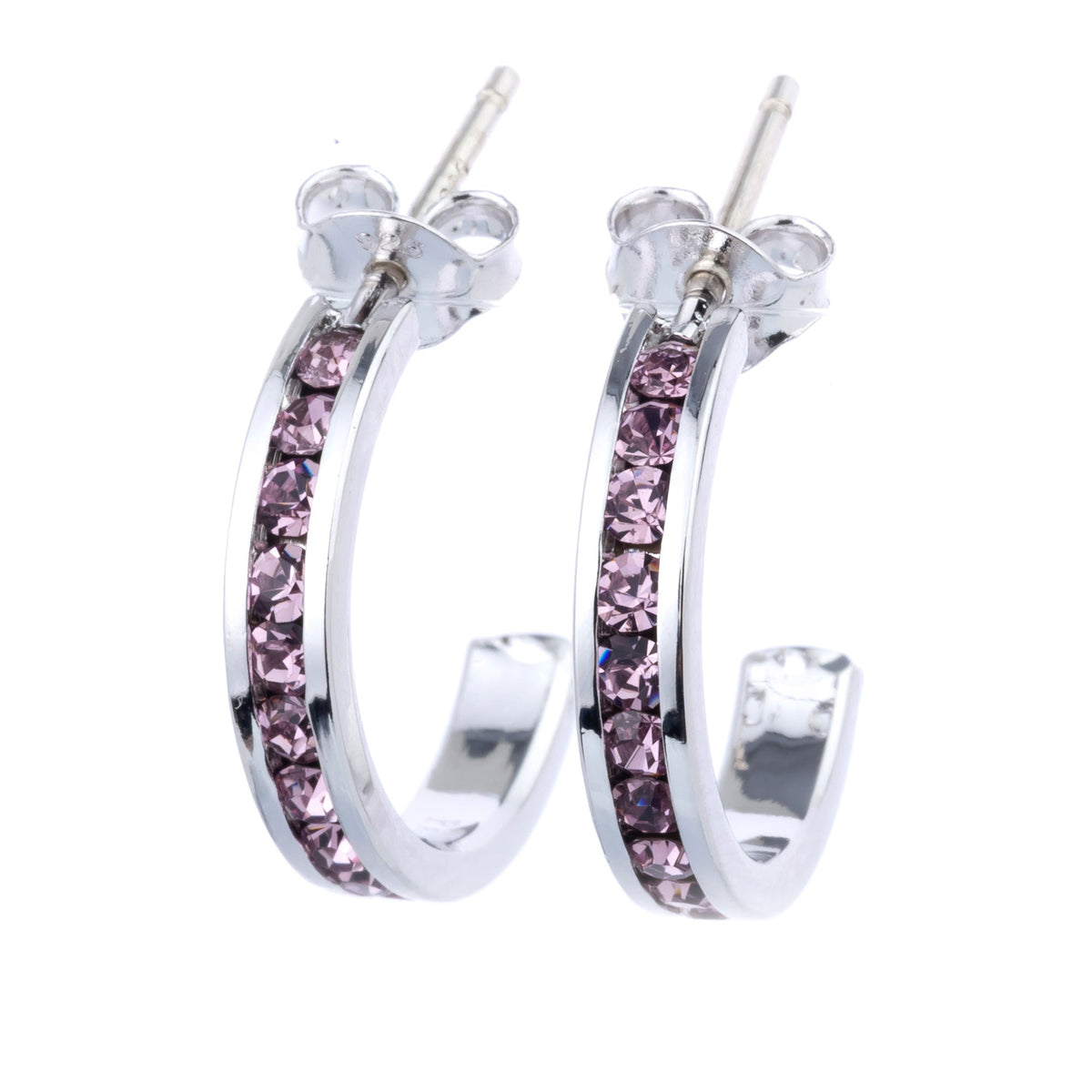 1/2" Sterling Silver Birthstone Hoop Earrings