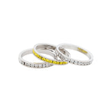 Vibrant Crystal Sterling Silver Eternity 3 Ring Set