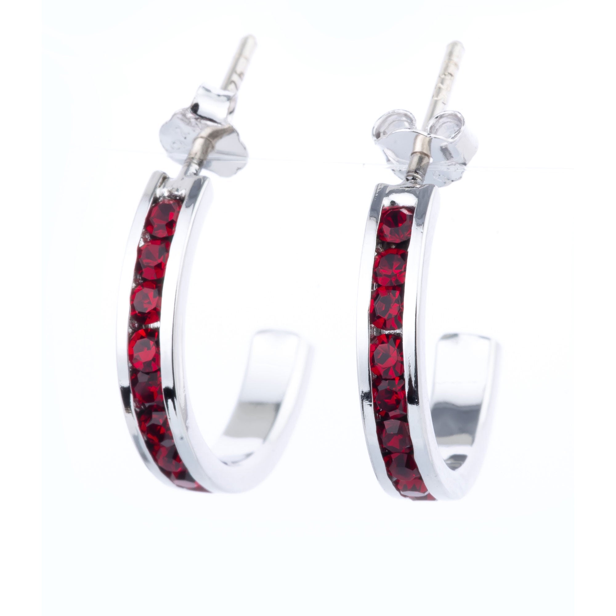 1/2" Sterling Silver Birthstone Hoop Earrings