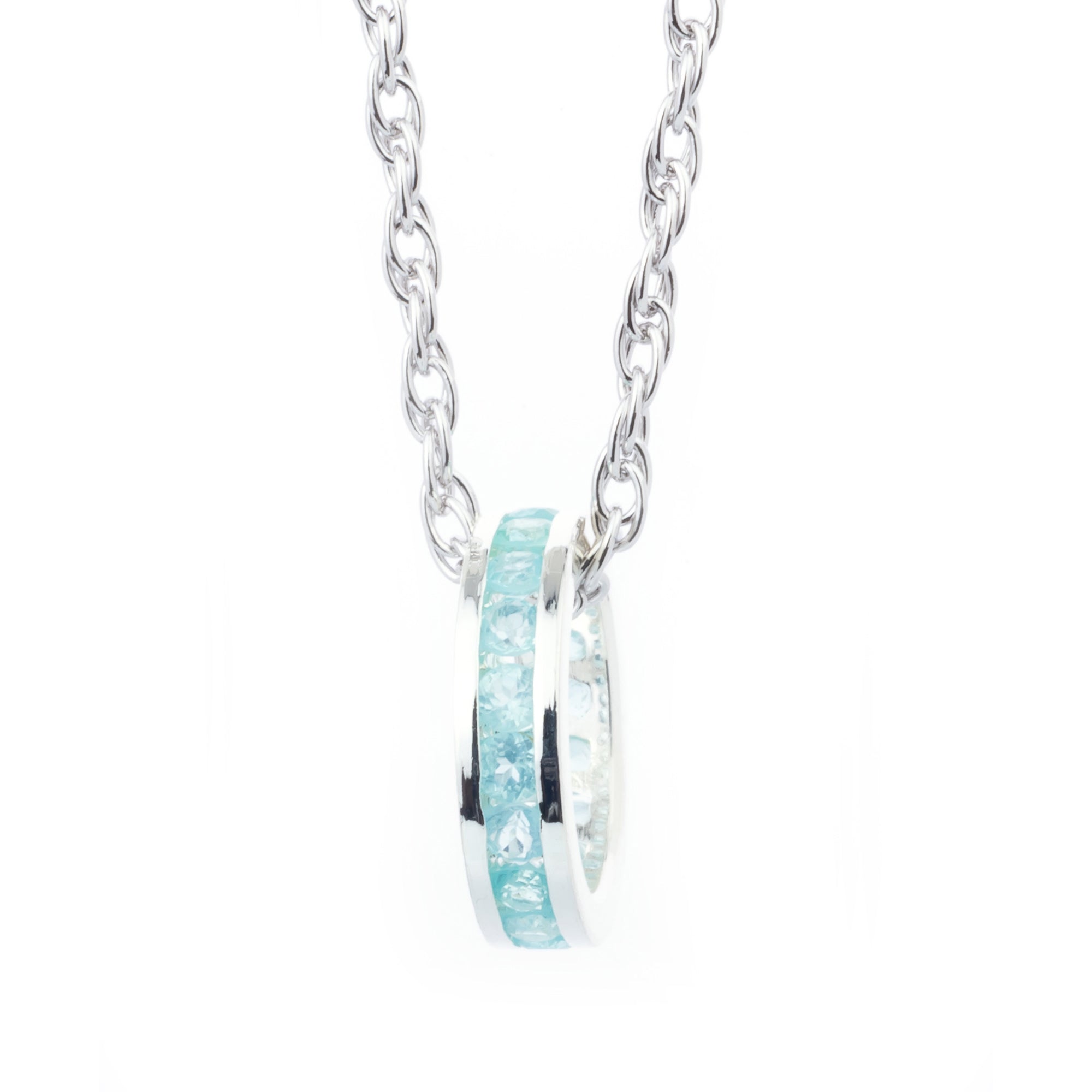 Channel-Set Authentic Gemstone Eternity Charm Birthstone Necklace