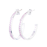 Channel-Set Authentic Gemstone 1" Hoop Birthstone Earrings