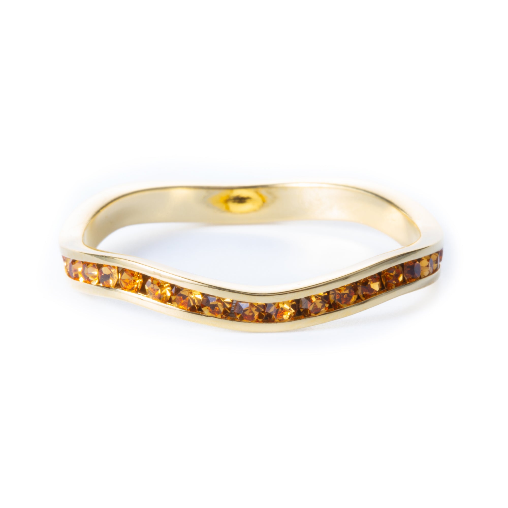 Stackable Wave 18 K Gold over Sterling Silver Birthstone Ring