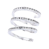 Designer Spiral Clear Crystal Fine Silver Plated Ring