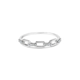 .925 Sterling Silver Diamond Accent Paperclip Band Ring (I-J Color, I2-I3 Clarity)-Ring Size 6-1
