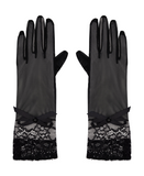 LECHERY MESH GLOVES WITH LACE DETAIL & BOW