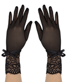 LECHERY MESH GLOVES WITH LACE DETAIL & BOW