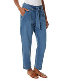 Tie Front High Rise Straight Ankle Jeans