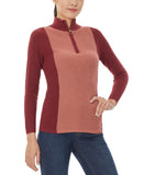 Colorblock Mock Neck Sweater