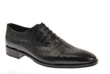 Black Crocodile Embossed Lace Up Shoe