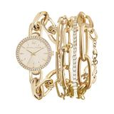 Chain Link Analog Watch-Layered Bracelet Set