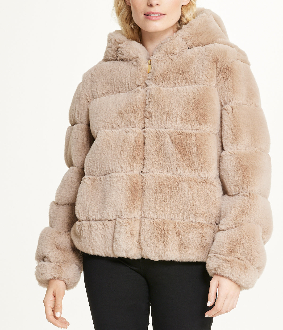 Short Faux Fur With Hood Mink