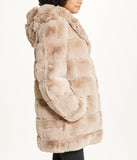 Long Faux Fur With Hood Hazelnut