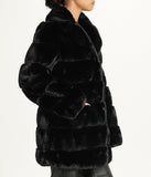 Faux Fur With Lapel Collar Black