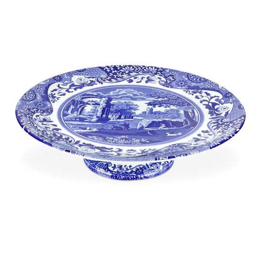 Blue Italian Footed Cake Plate