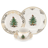 Christmas Tree Gold 4 Piece Dinner Set