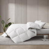 All Seasons Cotton Damask Stripe Down Alternative Comforter