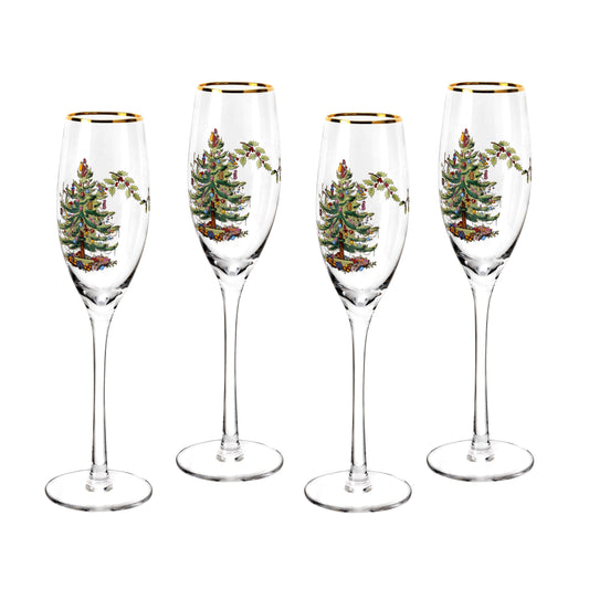 Christmas Tree Champagne Glasses Set of 4