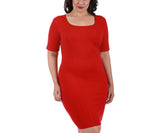 Square Neck Short Dress - Plus 2