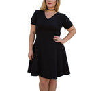 Flared Skirt Short Dress - Plus