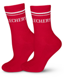 LECHERY UNISEX VARSITY STRIPED HALF-CREW SOCKS