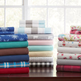 Solid & Print Flannel Sheet Sets - Aqua