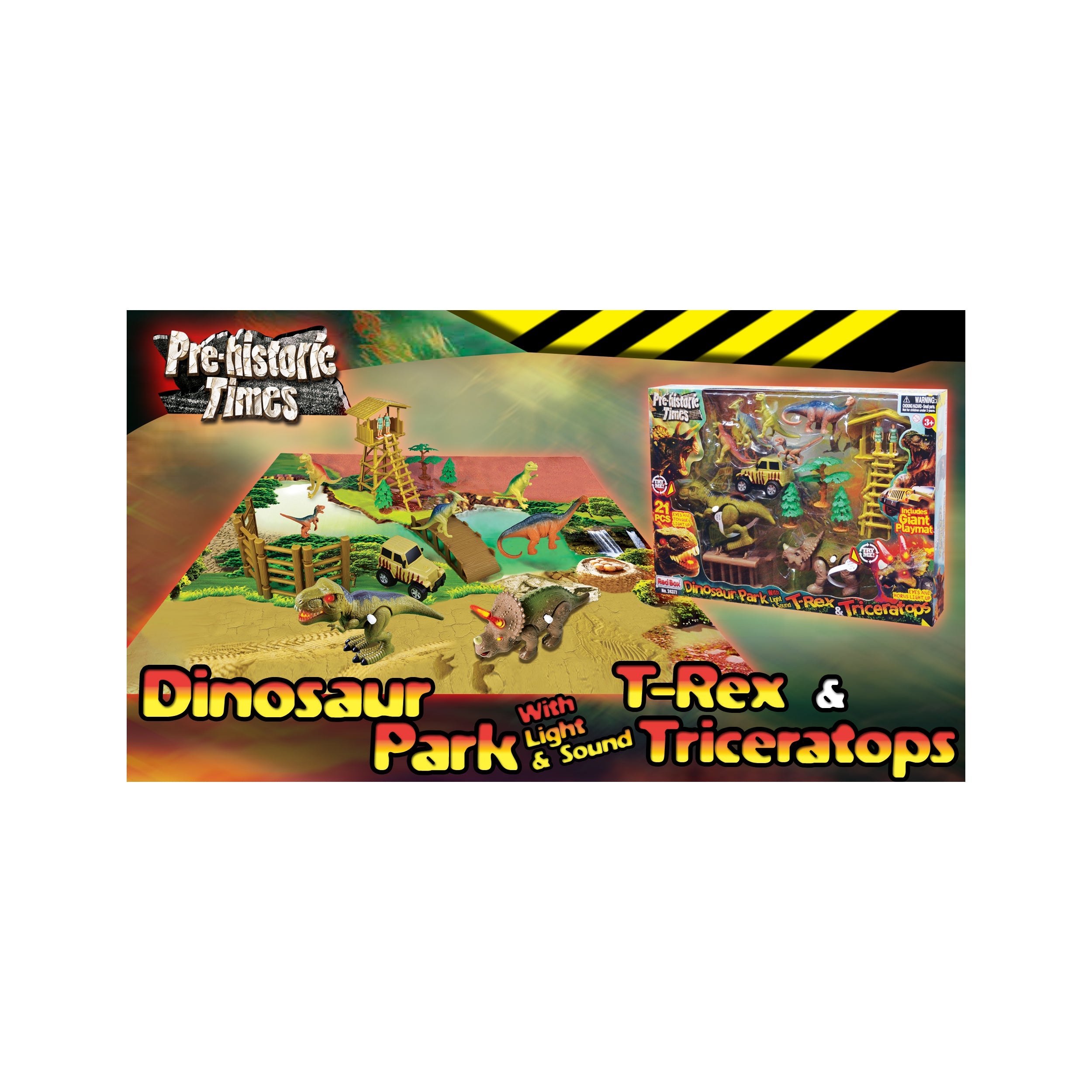 Dinosaur Park W/ Light & Sound T-Rex & Triceratops Figures