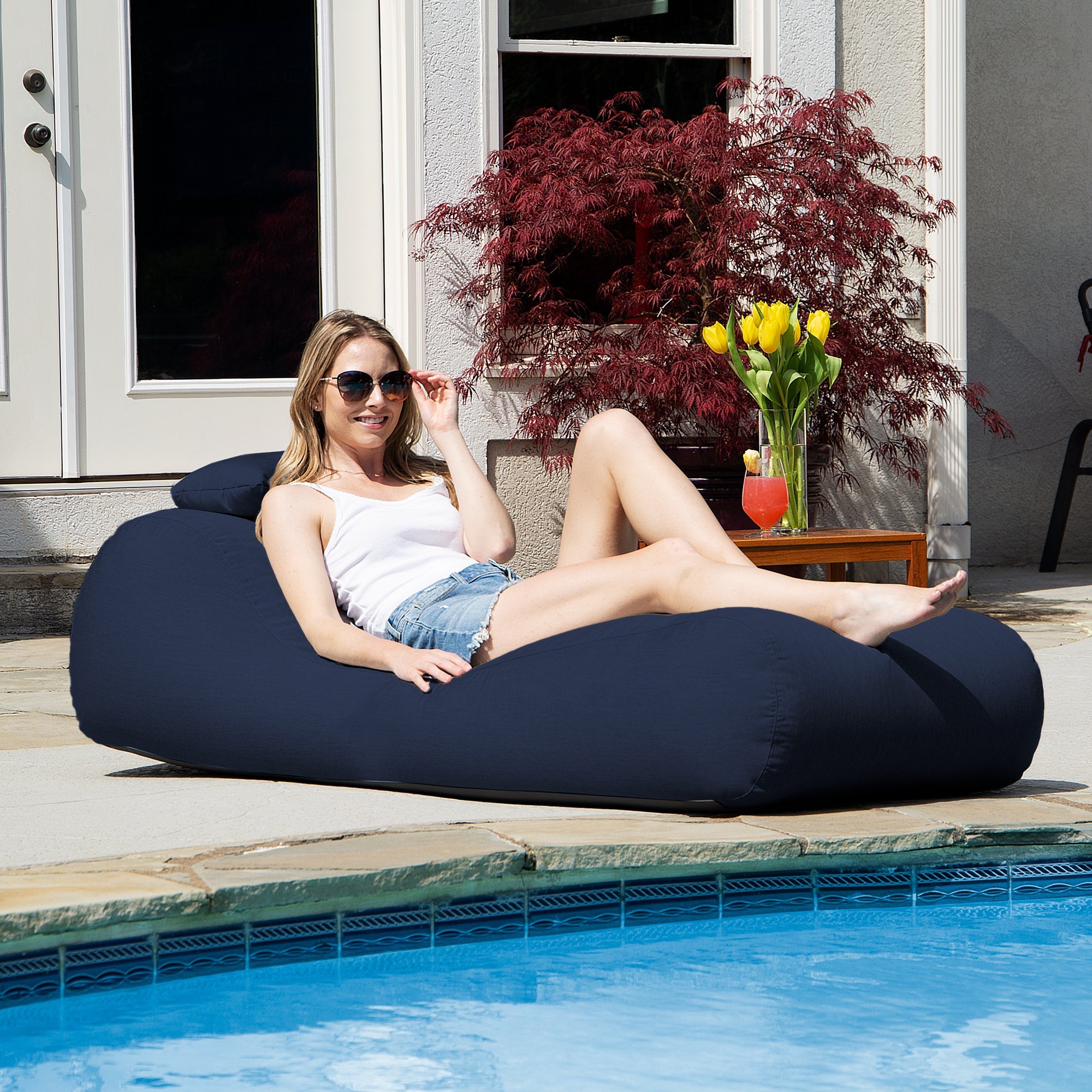 Outdoor Bean Bag Sun Lounger with Sunbrella Cover