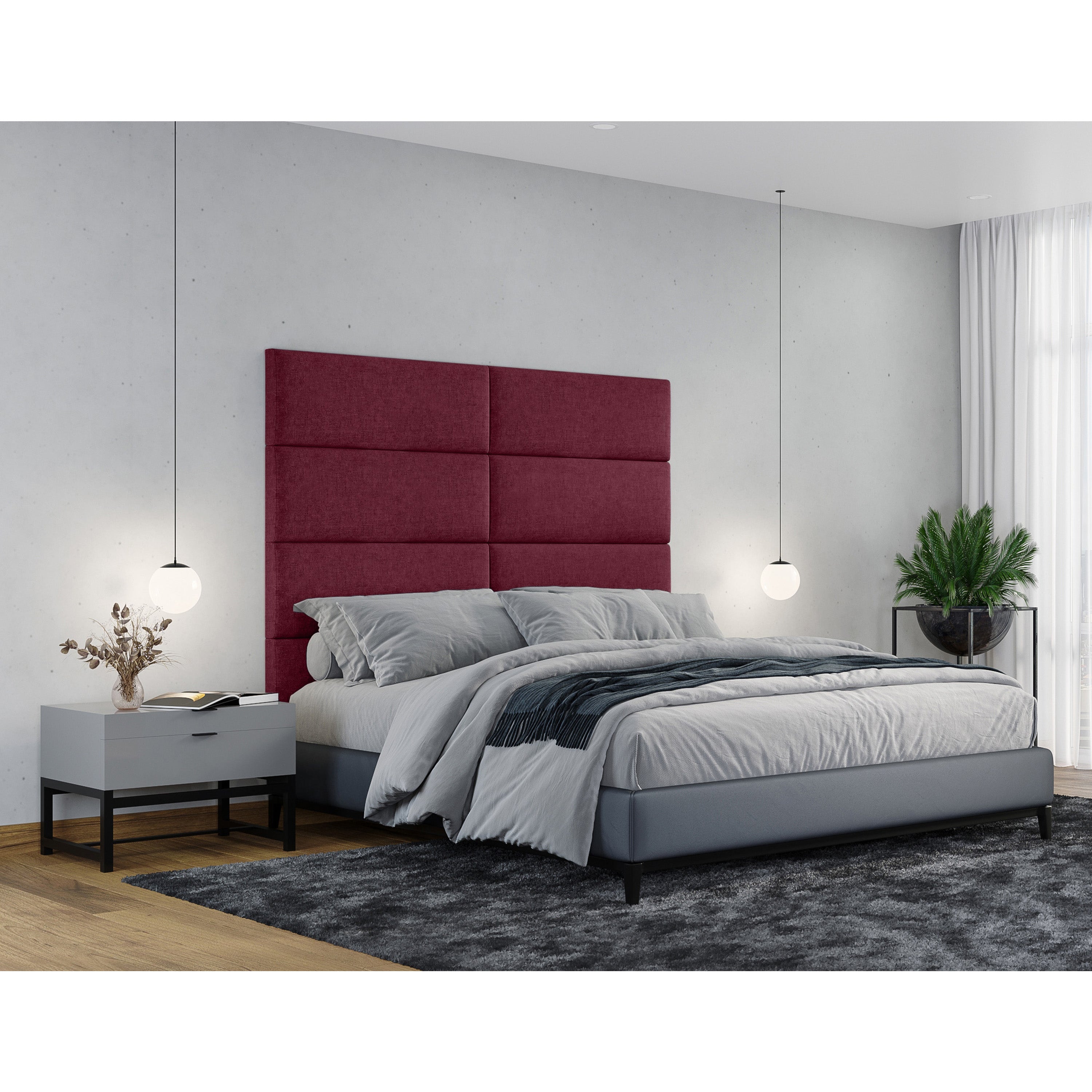 Panelist Modern Padded Headboard Set of 4 Wall Mounted Panels