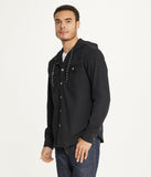 Men's Long Sleeve Hooded Shirt Jacket: Stretch Twill – Gordmans