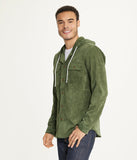 Men's Long Sleeve Corduroy Hooded Shirt Jacket