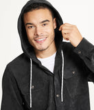 Men's Long Sleeve Corduroy Hooded Shirt Jacket