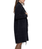 Alice Fringe Sweater Coat Black Plaid