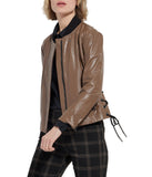 Kellie Bomber Moto Jacket Cold Chestnut