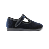 Velvet T-band Shoes in Navy