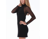 Sheer Mesh Raglan Sleeves Mini Dress