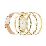 Analog Watch-Heart Bracelet Set