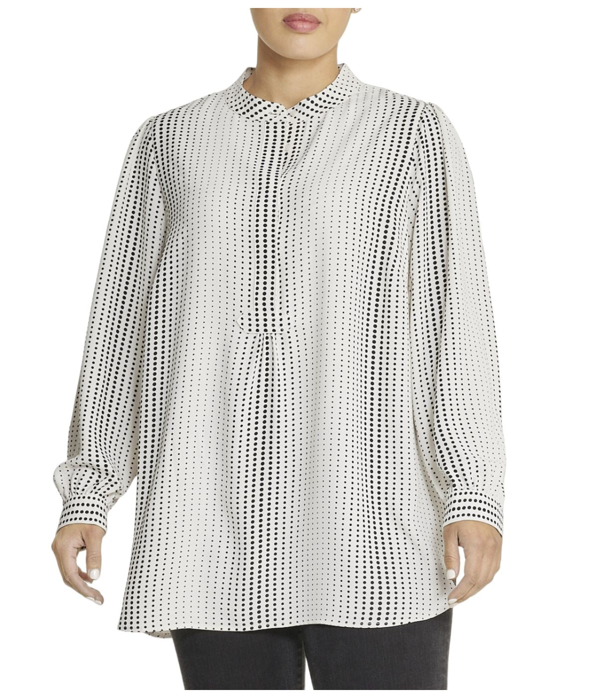 Plus Size Women's Florentine Poet Blouse with Dot Print Design