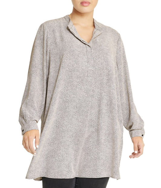 Plus Size Rambling Dot Popover Blouse