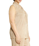 Plus Size Charmeuse Twist Neck Sleeveless Top