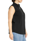 Plus Size Cool Knit Zip Front Polo Top