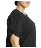 Plus Size Cool Knit Twist Puff Sleeve T-shirt