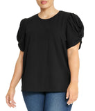 Plus Size Cool Knit Twist Puff Sleeve T-shirt