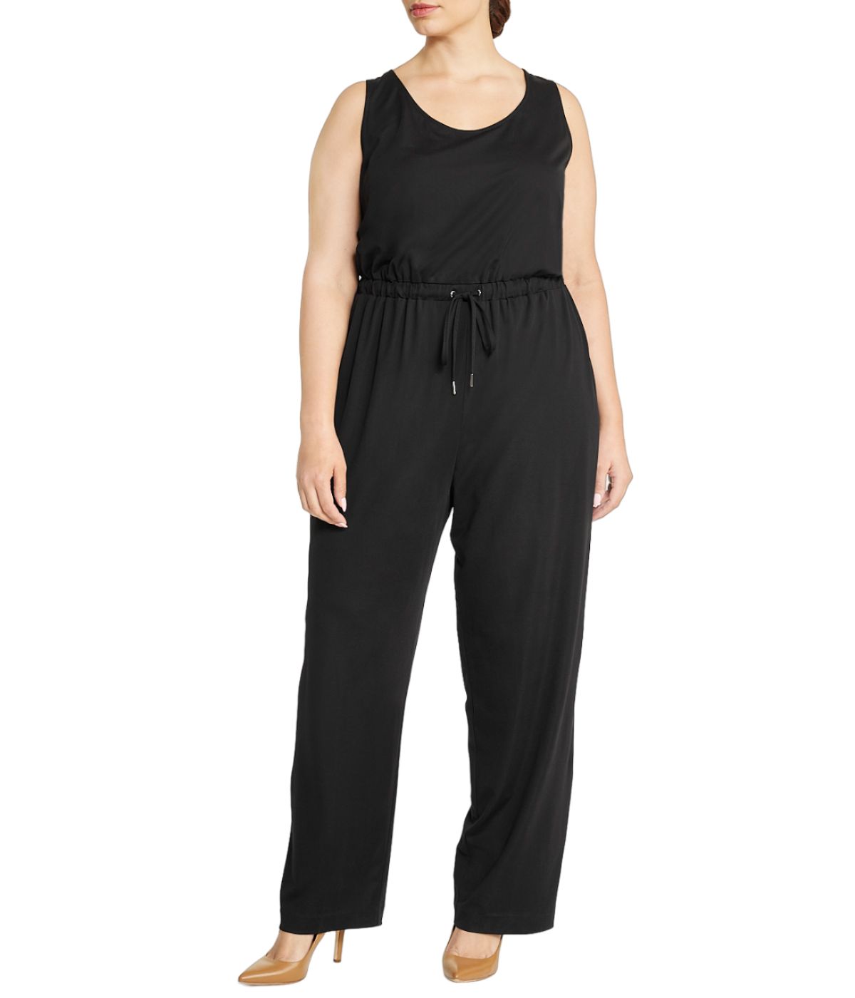 Plus Size Scoop Neck D-String Waist Jumpsuit