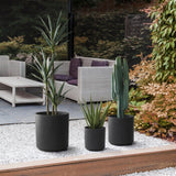 Set of 3 Eco- Friendly Faux Marble Round Planters