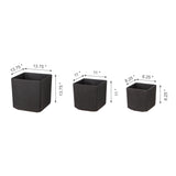 Set of 3 Eco- Friendly Oversized Faux Marble Square Planters