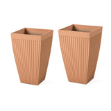 Set of 2 Eco-Friendly Tall Square Fluted Planters