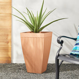 Set of 2 Eco-Friendly Tall Square Fluted Planters