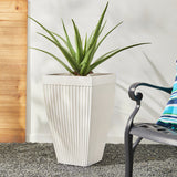 Set of 2 Eco-Friendly Tall Square Fluted Planters