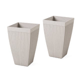 Set of 2 Eco-Friendly Tall Square Fluted Planters