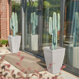 Set of 2 Eco-Friendly Tall Square Fluted Planters